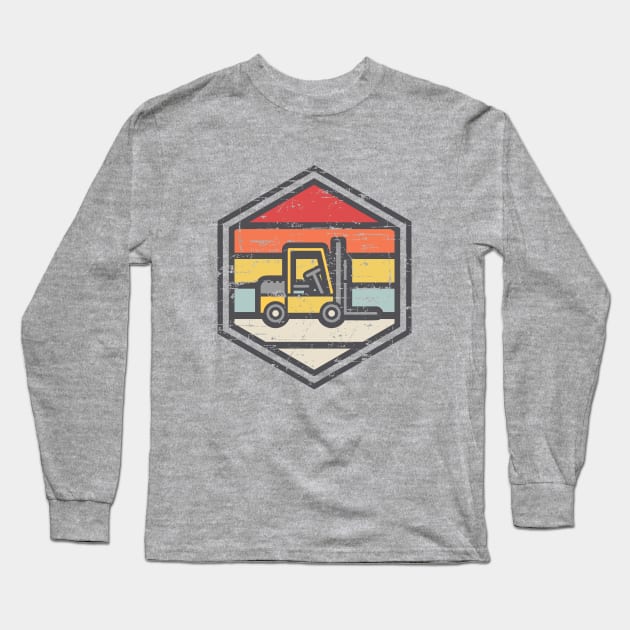 Retro Badge Forklift light Long Sleeve T-Shirt by rojakdesigns